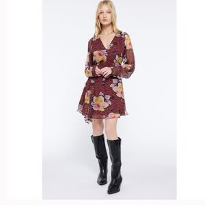 Joie Multicolor V-Neck Silk Dress